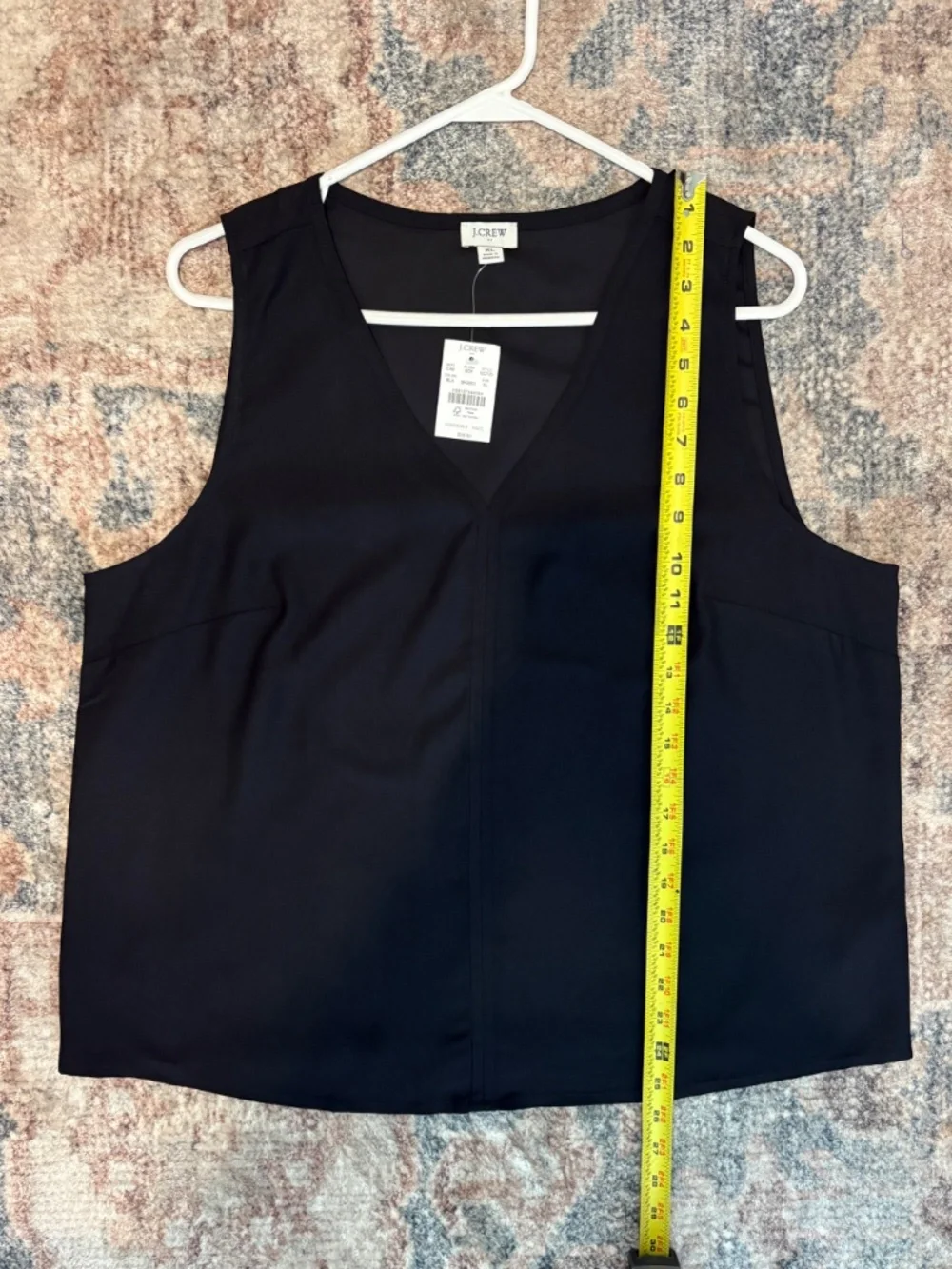 J. Crew #CC705 Women’s Sleeveless V-neck Crepe Tank Top Shirt Shell XL Black NWT